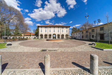 Usmate Velate, Monza Brianza, Lombardy, Italy: exterior of the historic Villa Scaccabarozziのeditorial素材