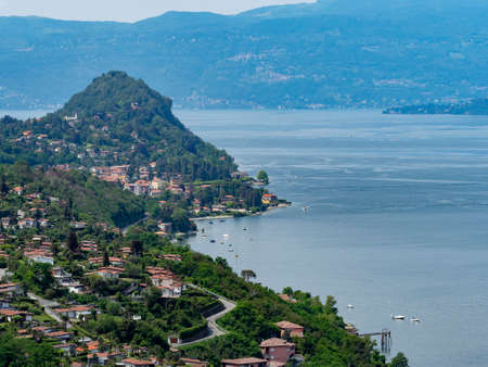 Lago Maggiore, Varese, Lombardy, Italy: the lake seen from Brezzoのeditorial素材