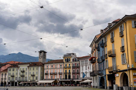 Locarno, Ticino, Switzerland: the main square of the city known as Piazza Grandeのeditorial素材