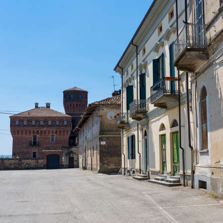 Medieval castle in San Genuario, historic village near Vercelli, Piedmont, italyのeditorial素材