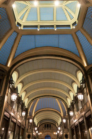 Turin, Piedmont, italy: the San Federico gallery by nightのeditorial素材