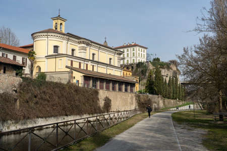 Trezzo d'Adda, Lombardy, Italy: the cycleway along the Martesana canalの写真素材