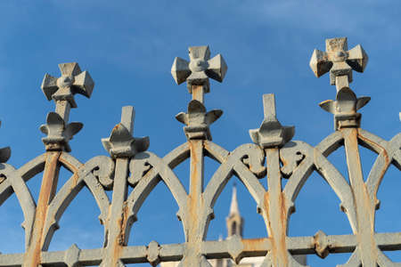 Milan, Lombardy, Italy: exterior of the historic cemetery known as Cimitero Monumentale. Detail of the external gateの写真素材