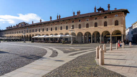 Vigevano, Pavia, Lombardy, Italy: the historic main square of the city, known as Piazza Ducale