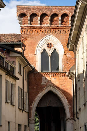 Vigevano, Pavia, Lombardy, Italy: old street with historic buildingsのeditorial素材