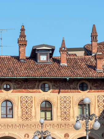 Vigevano, Pavia, Lombardy, Italy: the historic main square of the city, known as Piazza Ducaleのeditorial素材