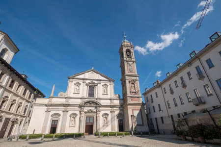 Milan, Lombardy, Italy: facade of the Santo Stefano churchのeditorial素材