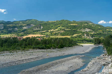 Bobbio, Piacenza, Emilia Romagna, Italy: the Trebbia river from the medieval bridge