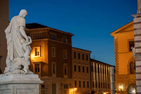 Grosseto, Tuscany, Italy: the cathedral  square by nightの写真素材