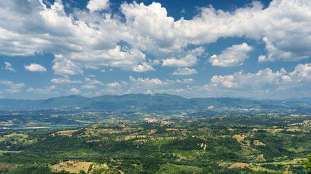 Rural landscape in the Rome province between Faleria and Fiano Romano, near Civita Castellana, at...