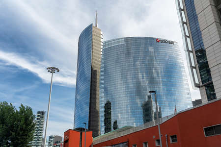 Modern buildings of Gae Aulenti square in Milan, Lombardy, Italy,