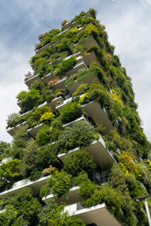 Bosco Verticale, modern towers with plants in Milan, Lombardy, Italyのeditorial素材