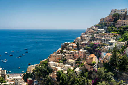 Costiera Amalfitana, Salerno, Campania, Southern Italy: the coast at summer (July): view of Positanoの写真素材
