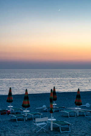 Scalea, Cosenza, Calabria, Southern Italy: the beach at sunset