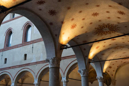 Milan, Lombardy, Italy: the castle known as Castello Sforzesco. Courtのeditorial素材