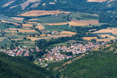 Mountain landscape near the Monte Cucco, between Marche and Umbria, Italy, at summer