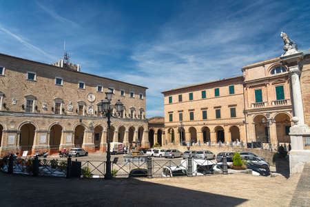 Treia, Macerata, Marches, Italy: a square of the historic town
