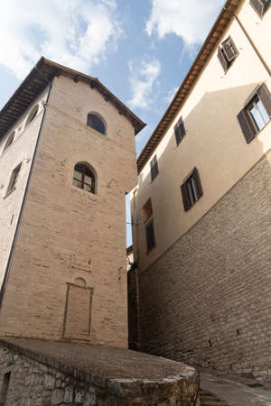 Gubbio, Perugia, Umbria, Italy: historic buildings of the medieval cityのeditorial素材