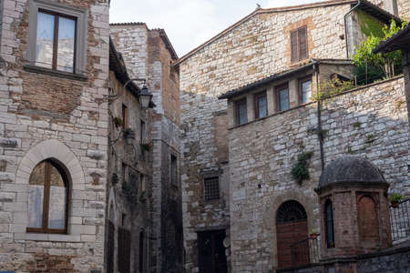 Gubbio, Perugia, Umbria, Italy: historic buildings of the medieval cityのeditorial素材
