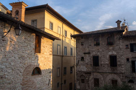 Gubbio, Perugia, Umbria, Italy: historic buildings of the medieval cityのeditorial素材