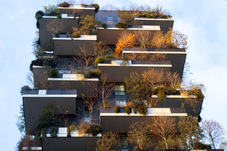 Bosco Verticale, modern towers with plants in Milan, Lombardy, Italy