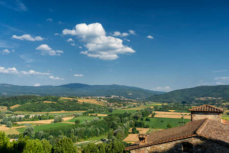 Summer landscape from Poppi, Arezzo, Tuscany, Italyの写真素材
