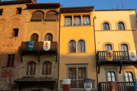 Historic buildings in Arezzo, Tuscany, Italy: Piazza Grande, the main square of the city