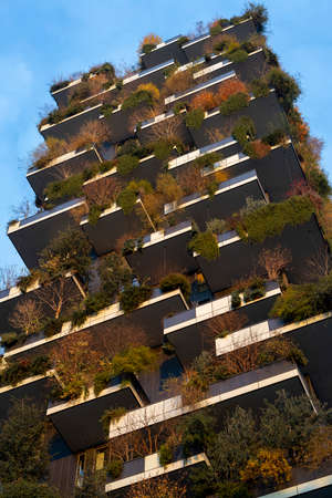 Bosco Verticale, modern towers with plants in Milan, Lombardy, Italy