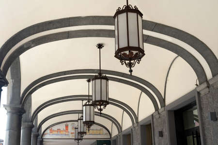 Historic portico in Castelfranco Emilia, Bologna, Emilia-Romagna, Italyのeditorial素材