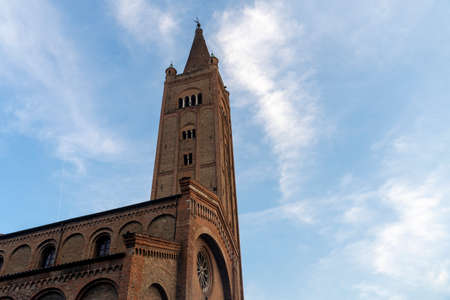 Historic Aurelio Saffi square in Forli, Emilia Romagna, Italy: facade of San Mercuriale