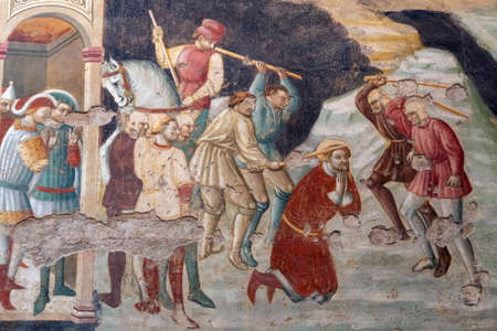 Interior of the medieval cathedral (Duomo) of Parma, Emilia-Romagna, Italy. Fresco
