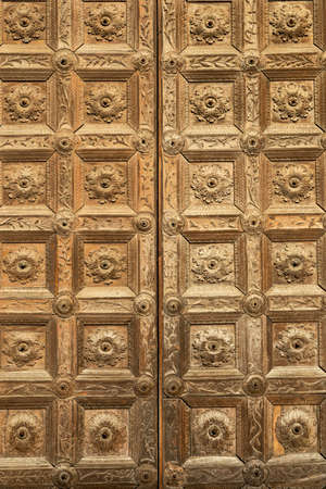 Exterior of the medieval cathedral (Duomo) of Parma, Emilia-Romagna, Italy. Doorの写真素材