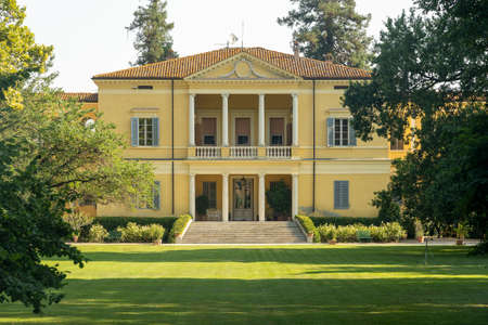 Exterior of the historic villa at Molino dei Notari, in the Parma province, Emilia-Romagna, Italyの写真素材