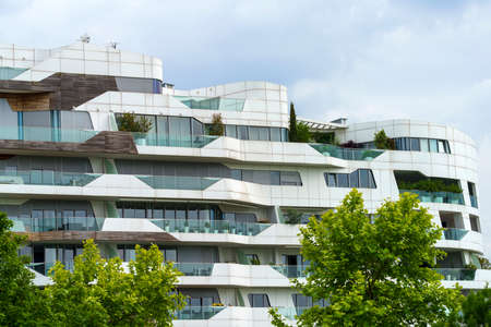 Milan, Lombardy, Italy: the modern Hadid residential buildings in the new Citylife areaのeditorial素材