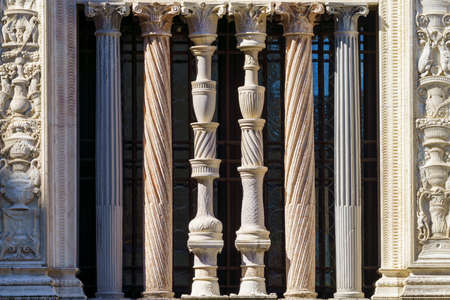 Bergamo, Lombardy, Italy: detail of the cathedral facade, statues