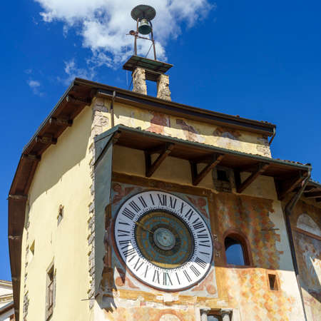 Clusone, Bergamo, Lombardy, Italy: historic Palazzo comunale, with frescos on the facade