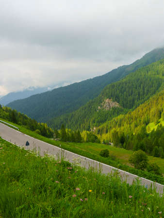 Mountain landscape at summer along the road to Giau pass, Dolomites, Belluno province, Veneto, Italy.の写真素材