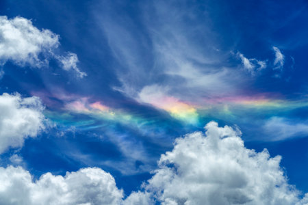 Iridescent cloud over the road to Stelvio pass, Sondrio province, Lombardy, Italy, at summer.