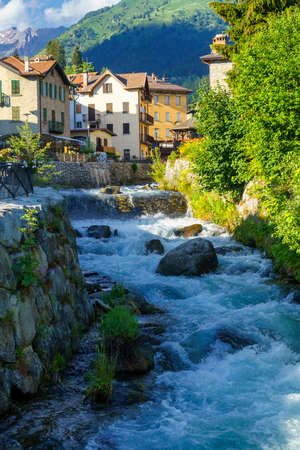 Ponte di Legno, Brescia province, Lombardy, Italy. old town in the Camonica valleyの写真素材