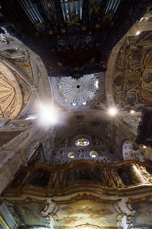 Tirano, Sondrio province, Valtellina, Lombardy, Italy: interior of the historic church of Madonna di Tiranoの写真素材