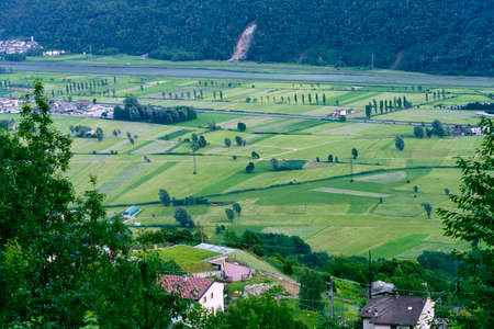 Panoramic view of the Valtellina valley, Sondrio province, Lombardy, Italy, from Ardenno