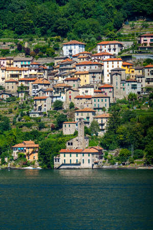 The lake of Como at summer at Cernobbio, Como province, Lombardy, Italyの写真素材