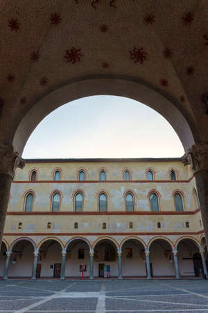 Milan, Lombardy, Italy: historic castle known as Castello Sforzesco. A court