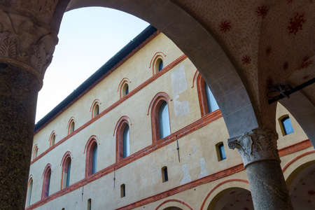 Milan, Lombardy, Italy: historic castle known as Castello Sforzesco. A court