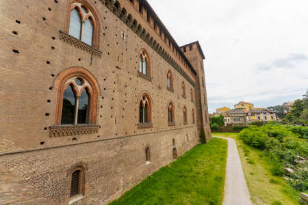Exterior of the medieval castle in Pavia, Lombardy, Italy, known as Castello Visconteoのeditorial素材