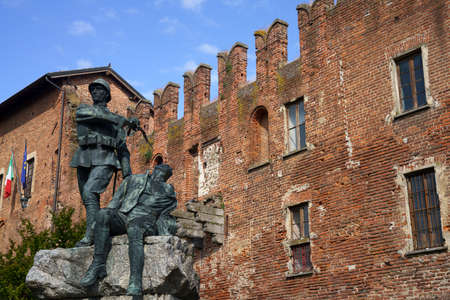 Exterior of medieval castle in Binasco, Milan province, Lombardy, Italy, known as Castello Visconteoのeditorial素材