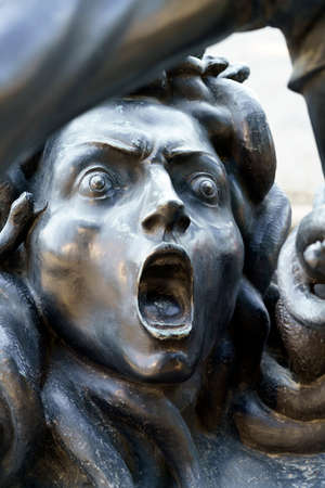 Milan, Lombardy, Italy: historic cemetery known as Cimitero Monumentale: a tomb with statue: the Gorgonのeditorial素材