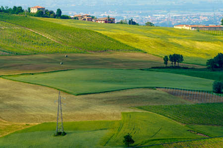 Rural landscape near Pianello Val Tidone, Piacenza province, Emilia-Romagna, Italy, at springtime