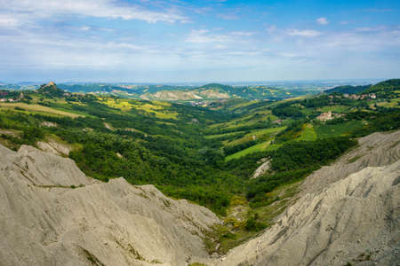 Country landscape at spring near San Polo and Canossa, Reggio Emilia province, Emilia-Romagna, Italy