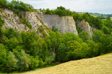 Country landscape at spring near Riolo and Castellarano, Reggio Emilia province, Emilia-Romagna, Italyの写真素材